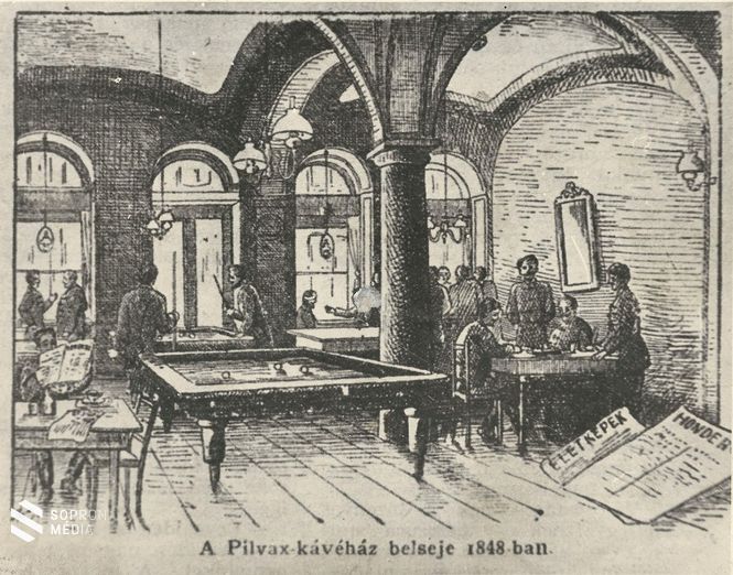 A Pilvax kávéház belseje 1848-ban 