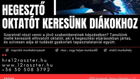 Oktatót keresünk hegesztési eljárásokhoz