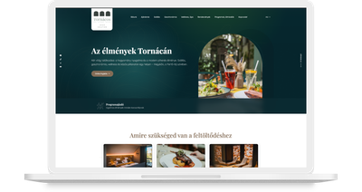 Tornácos Hotel és Étterem weboldalának asztali nézete