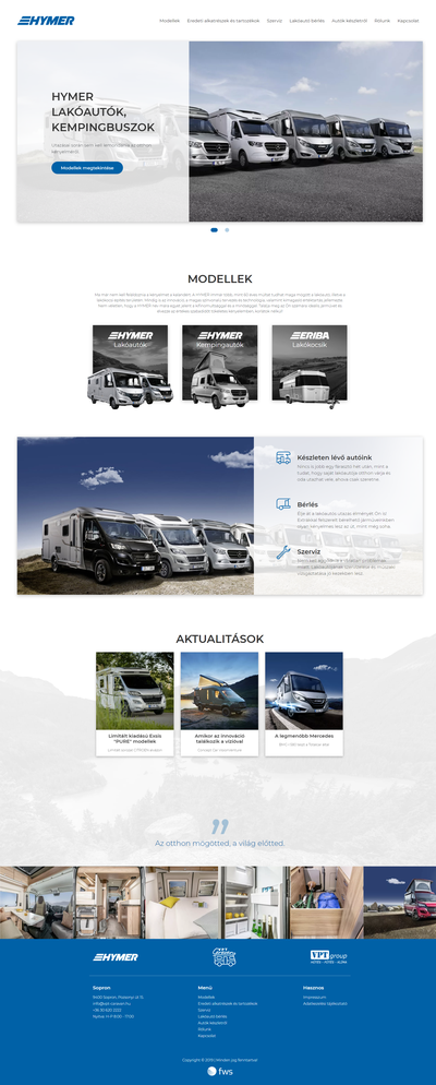 HYMER Magyarország oldalról készített képernyőkép