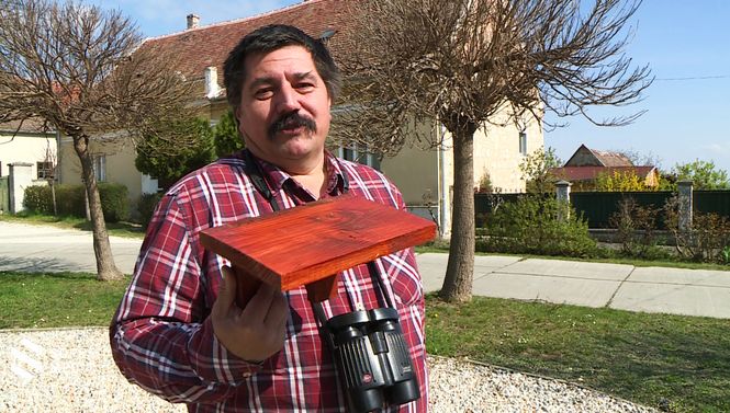 Dr. Hadarics Tibor a fecskepelenkát mutatja