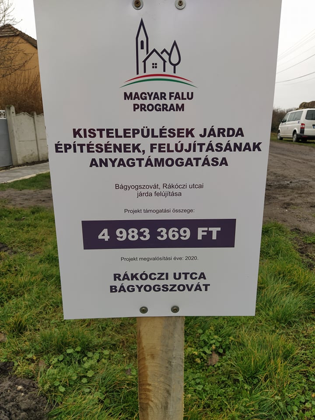 Bágyogszovát,Rákóczi utcai járda felújítása, Magyar Falu Program – Kistelepülések járda építésének, felújításának anyagtámogatása (MFP-BJA/2019)