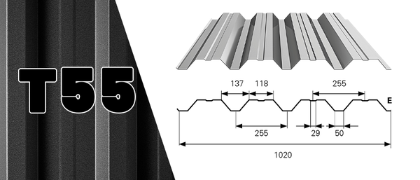 T55 Trapézlemezek Homlokzatra