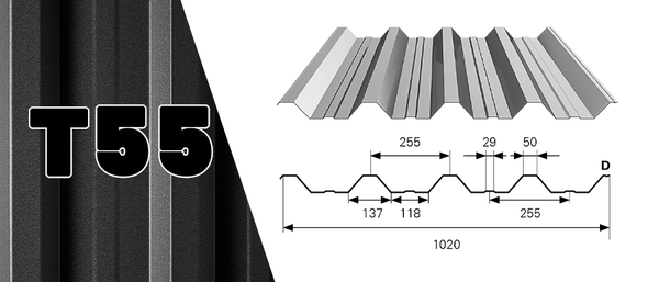 T55 Trapézlemezek Tetőre