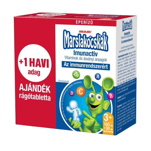 Marslakócskák Imunactiv eper ízű rágótabletta (100x+30x)