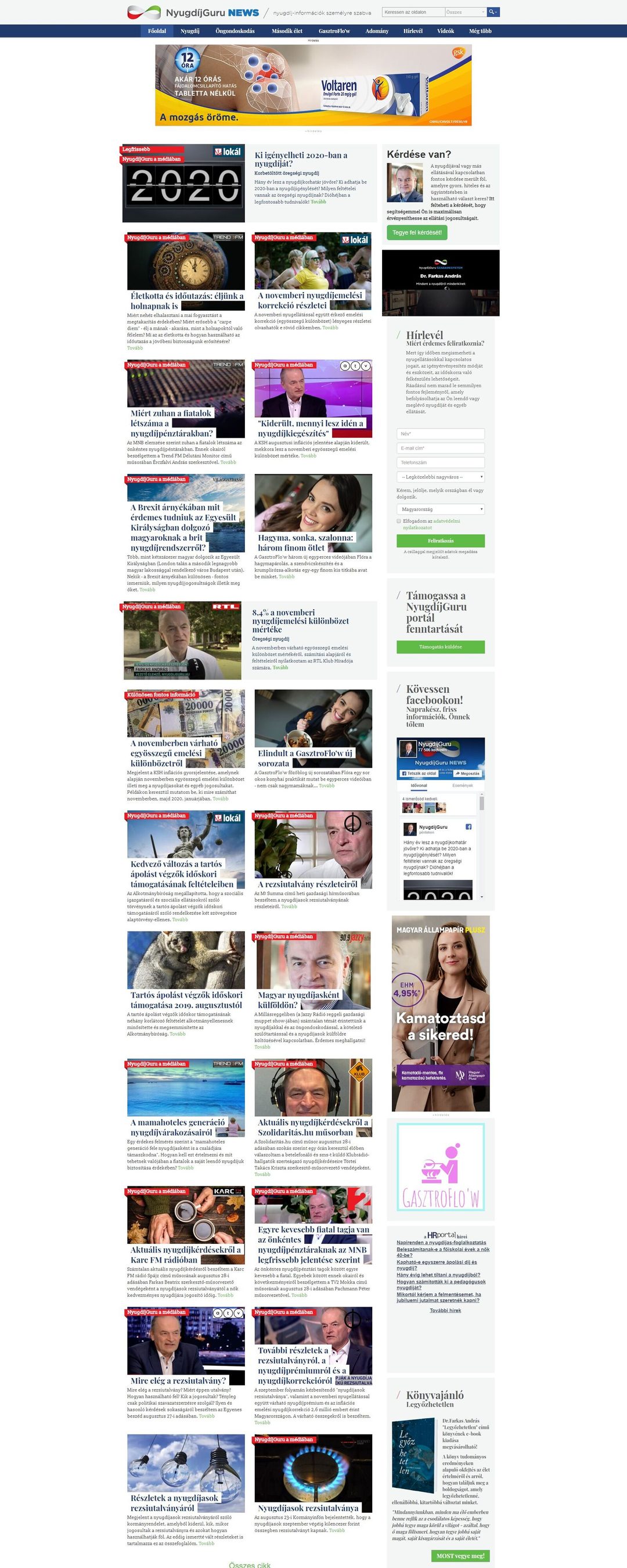 Nyugdíjguru News – nyitóoldal
