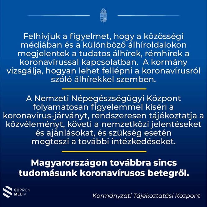 A kormány vizsgálja, hogyan lehet fellépni a koronavírusról szóló álhírekkel szemben.
