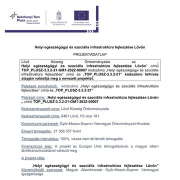 Helyi egészségügyi és szociális infrastruktúra fejlesztése Lövőn