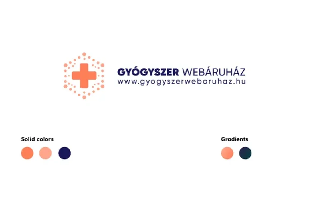 A Gyógyszer Webáruház logója és színpalettája