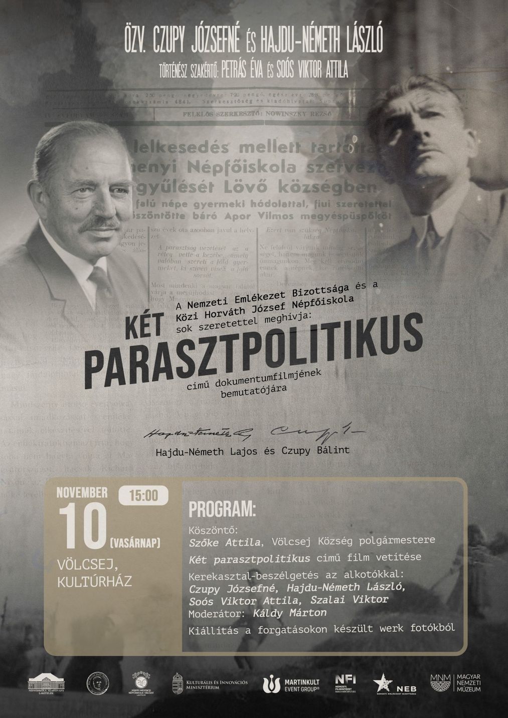 Két parasztpolitikus premier - Völcsej
