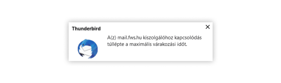 Ez az üzenet akkor ugrik fel, amikor valamiért nem lehet kapcsolódni a szerverhez. Ezt okozhatja rossz beállítás, rossz név-jelszó páros és valamilyen szerverrel kapcsolatos gond, például karbantartás is. Ilyenkor győződj meg a helyes név-jelszó párosról a webmail felületen, ha pedig ott sem működik, a teendő az ügyfélszolgálat hívása.