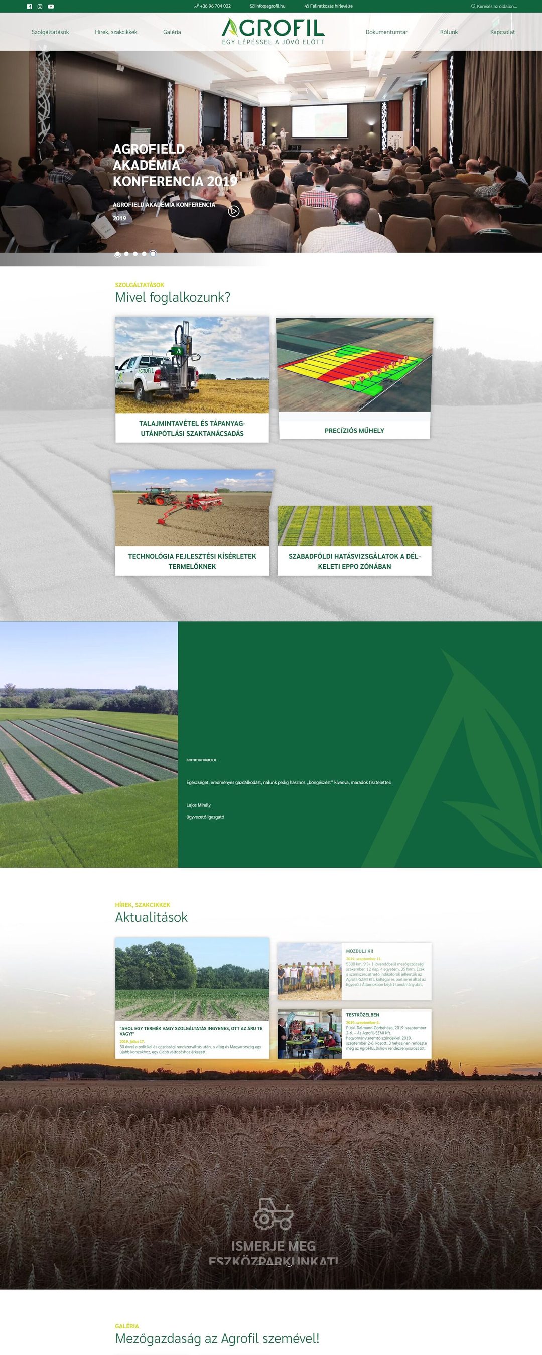 Agrofil - Mezőgazdasági kutatás és szaktanácsadás – nyitóoldal