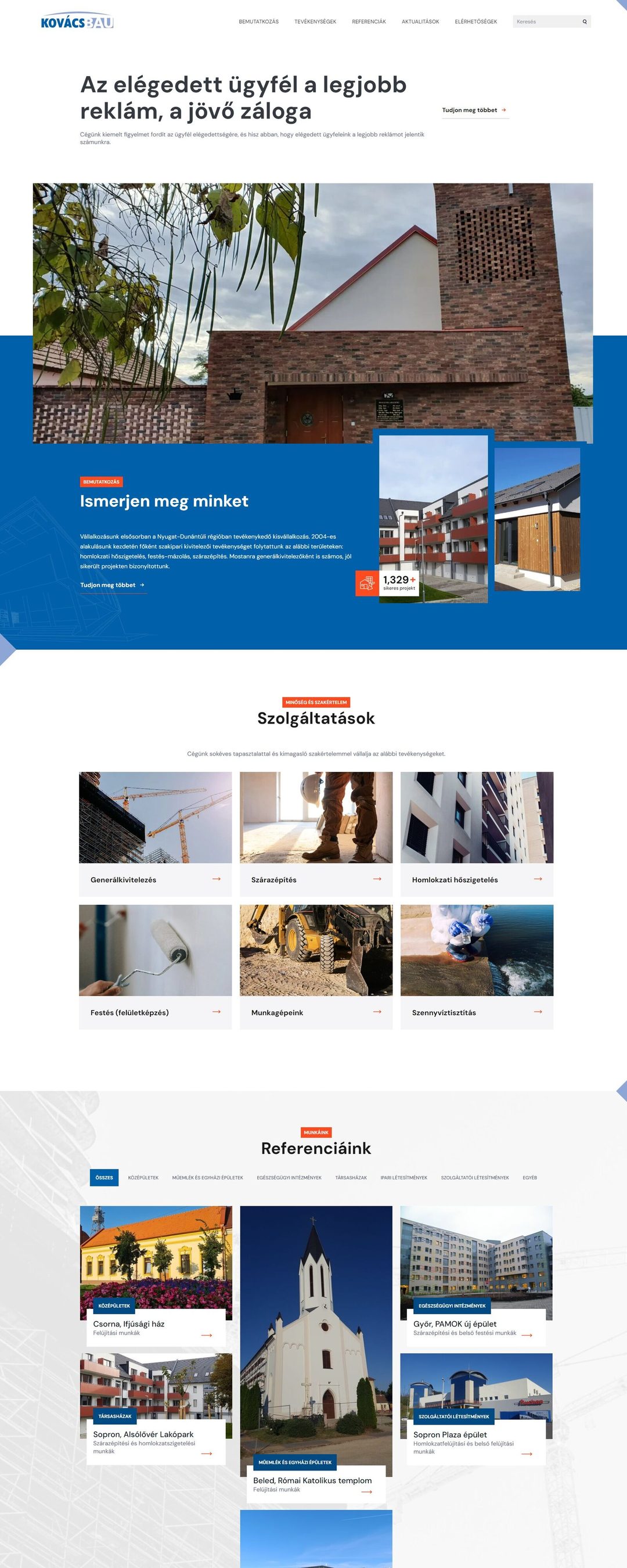 Kovács Bau - építőipari weboldal – nyitóoldal