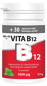 Vita B12 1000 szopogató tabletta Fodormenta VITABA (100x+30x) termék kép