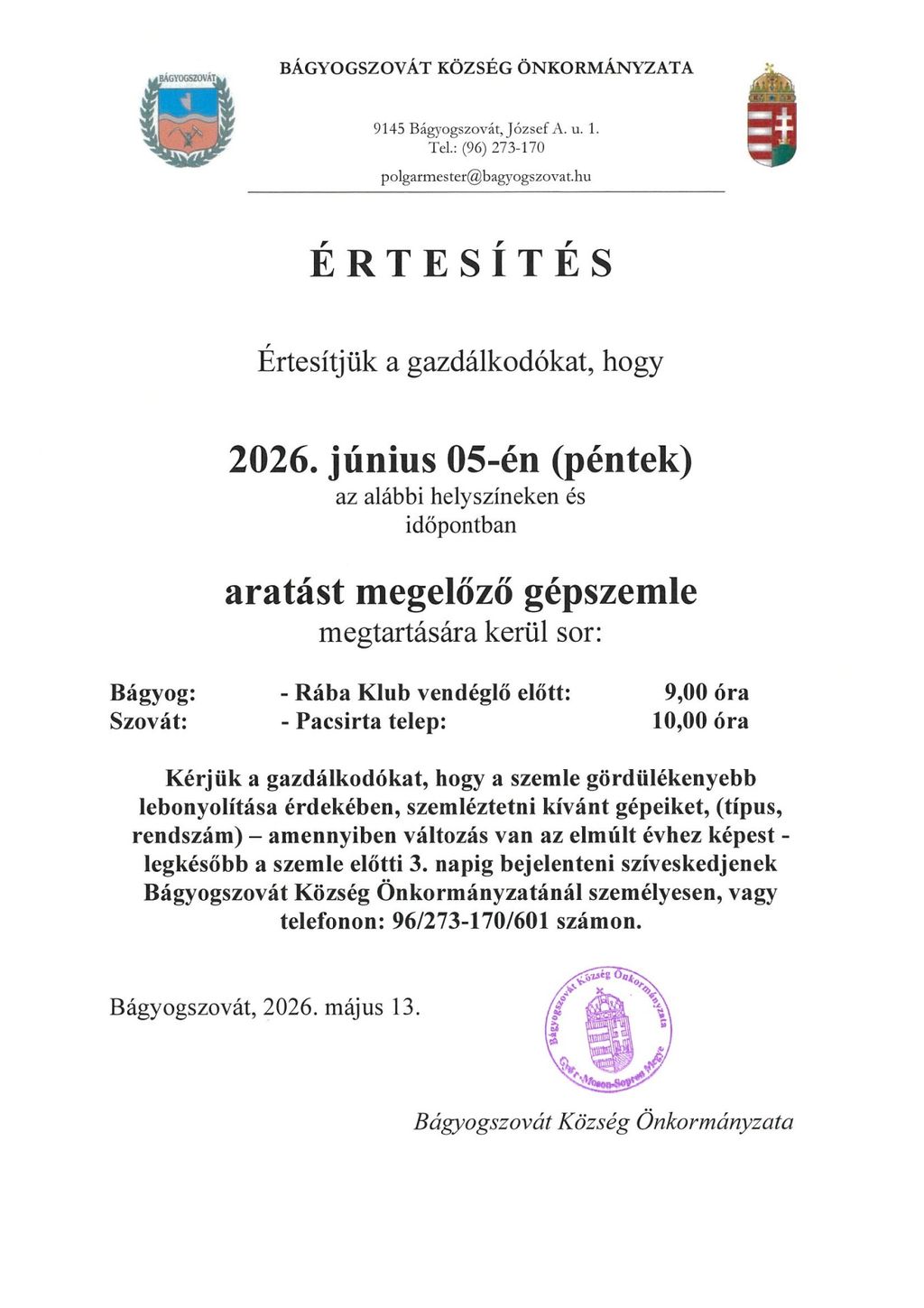 Értesítés