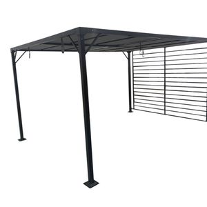 Kerítéses pergola 3x4M (alu és acél váz és poliészter árnyékolókkal, fekete) 180.390 Ft