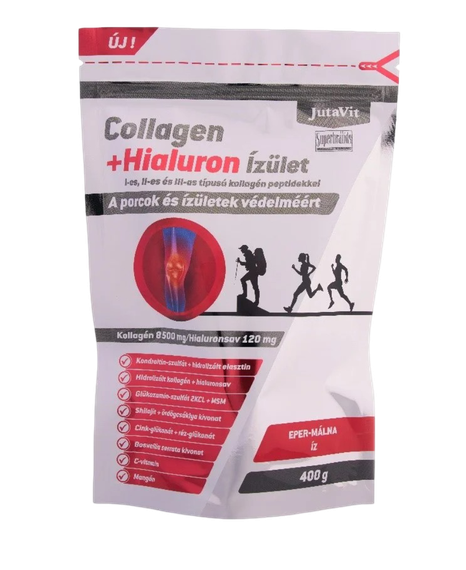 JutaVit Collagen+Hialuron Ízület por Eper-Málna (400g)