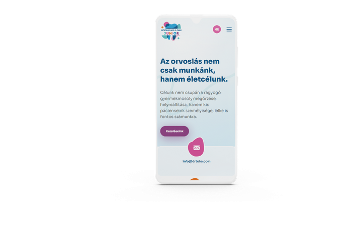 Dentalklinik Dr. Tóka Junior weboldalának mobil nézete