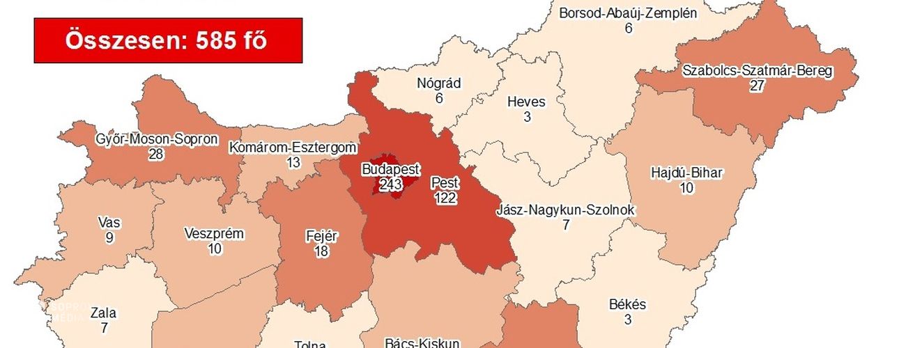 Megyei adatok csütörtökön: 28 igazolt koronavírus-fertőzött