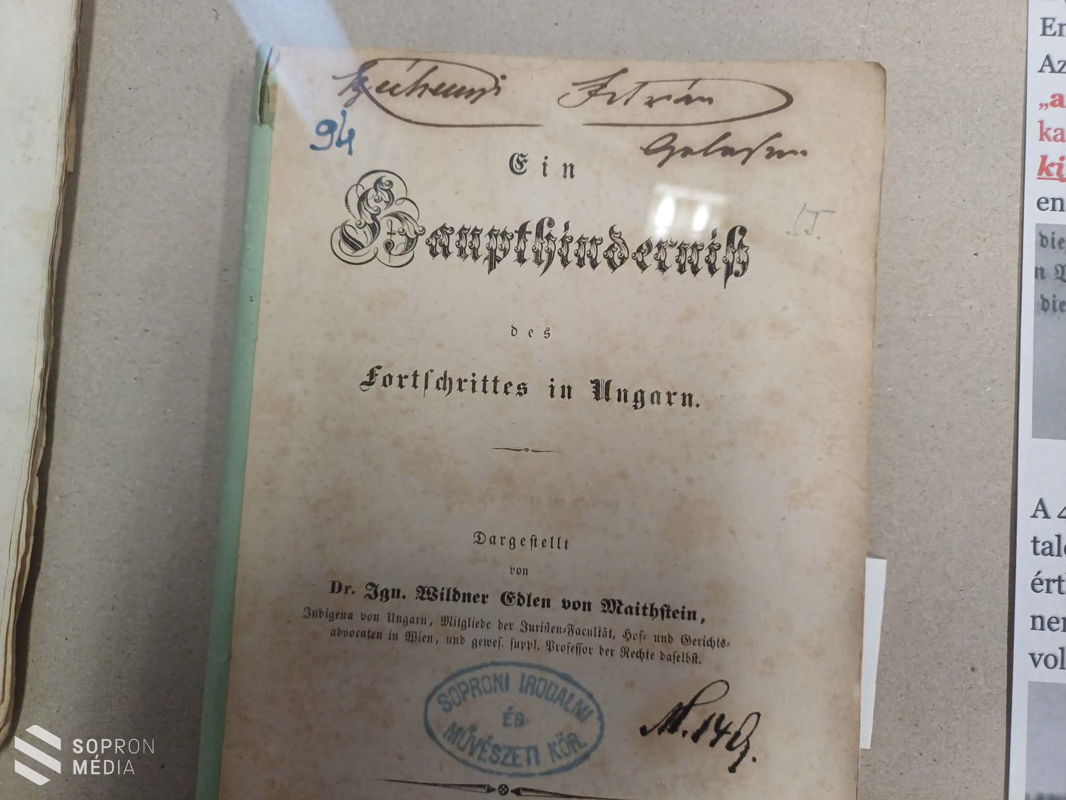 Könyvbemutató Sopronban: Széchenyi széljegyzetei kapták a főszerepet