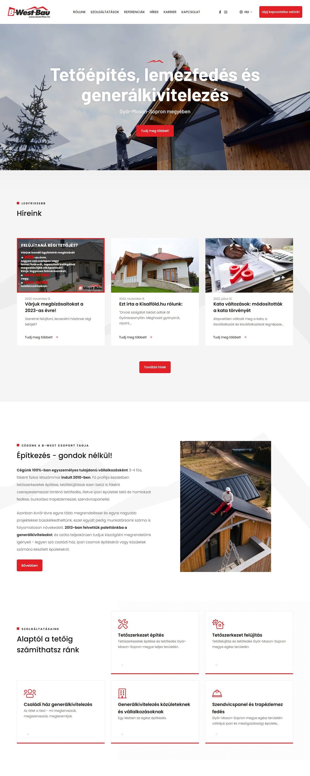 B-West-Bau Kft. – nyitóoldal