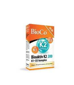 BioCo Bioaktív K2 200mg+K1+D3 komplex tabletta (60x) termék kép