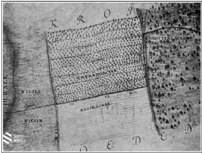 A Katzendorffer dűlő egy 1760-ból származó térképen