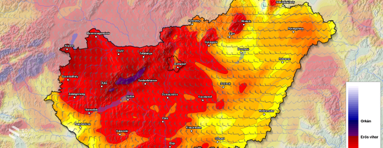 Viharos szélre figyelmeztet a Meteorológiai Szolgálat