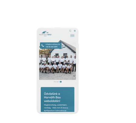 Horváth Bau Project weboldalának mobilos nézete