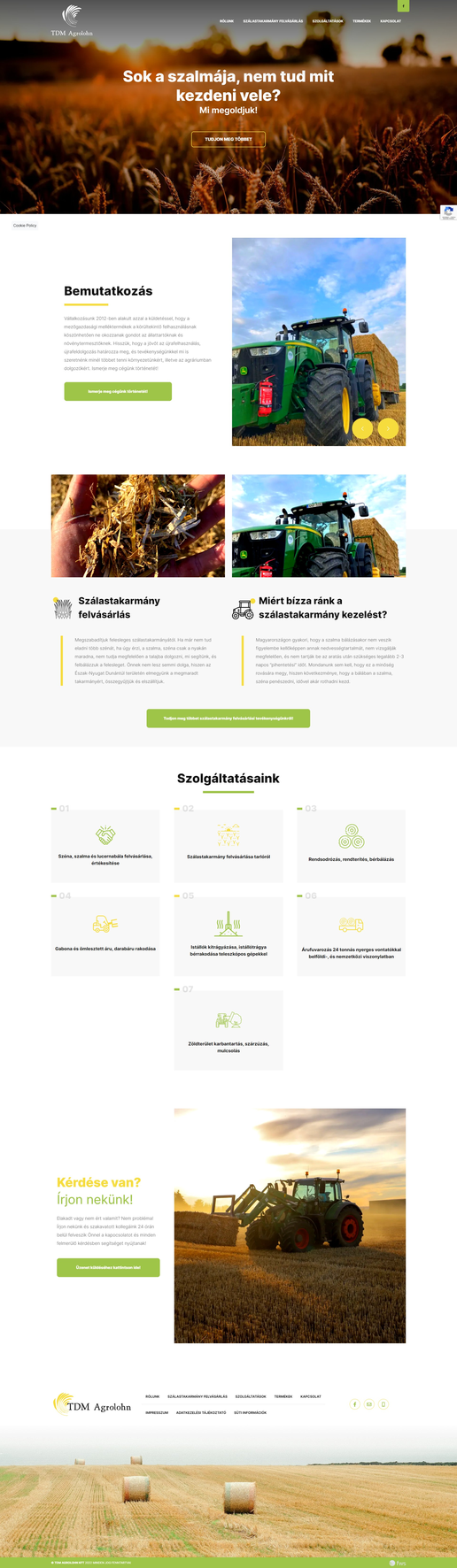 TDM Agrolohn Egyedi Weboldal oldalról készített képernyőkép
