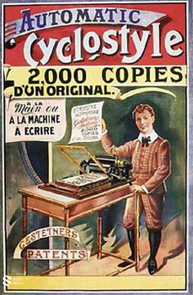 Gestetner cégének francia nyelvű hirdetése 1900 körül 