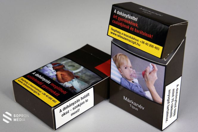 A kormányrendeletnek megfelelő cigarettásdoboz-minta