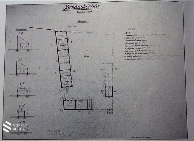 A Balfi utcai Járványkórház alaprajza