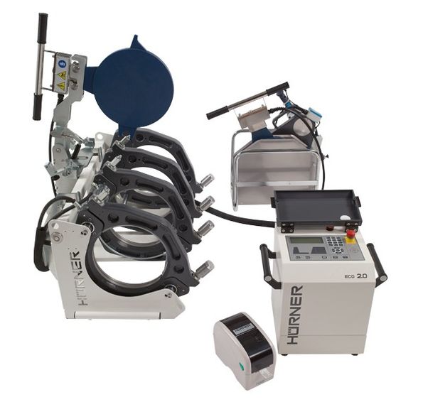 HÜRNER 200 CNC ECO 2.0 automata jegyzőkönyvezős tompahegesztőgép teljes befogósorozattal 63-200 +Bluetooth