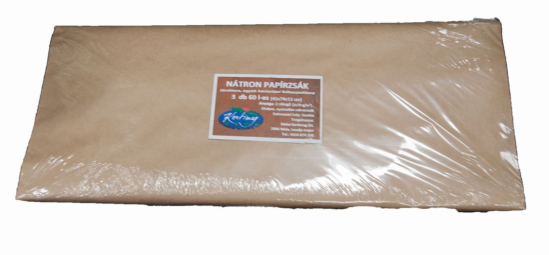 Nátron barna papírzsák 3 db/60 literes termék képe