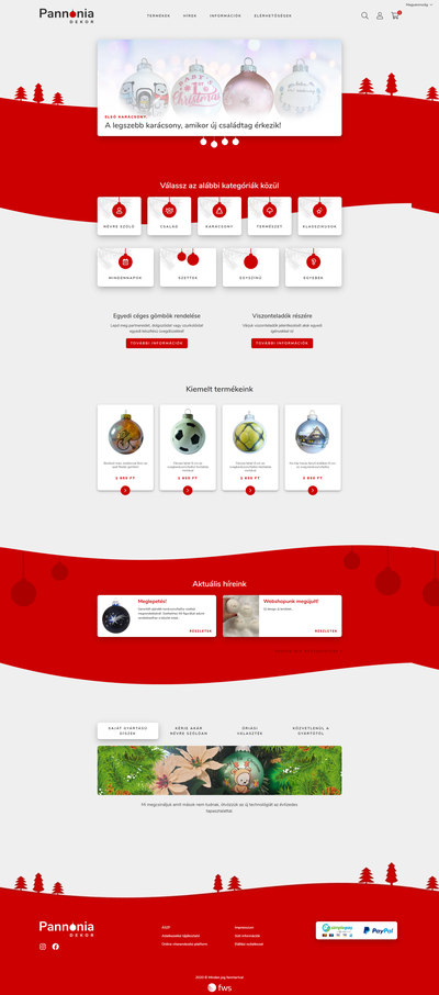 Pannónia Dekor - Karácsonyfadísz webshop oldalról készített képernyőkép