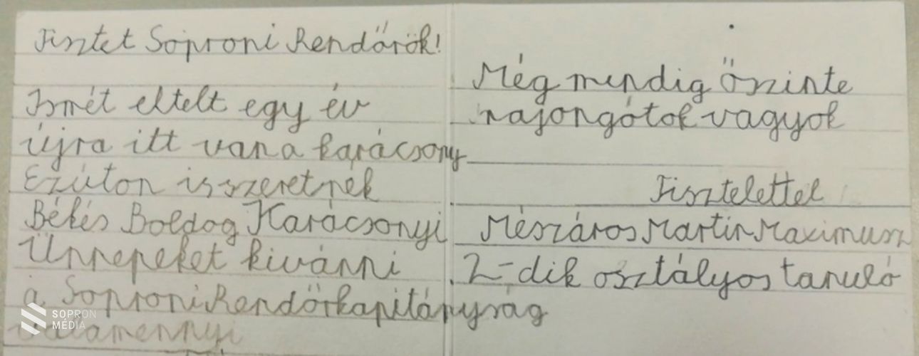 Újra üzent a soproni rendőrök kis barátja