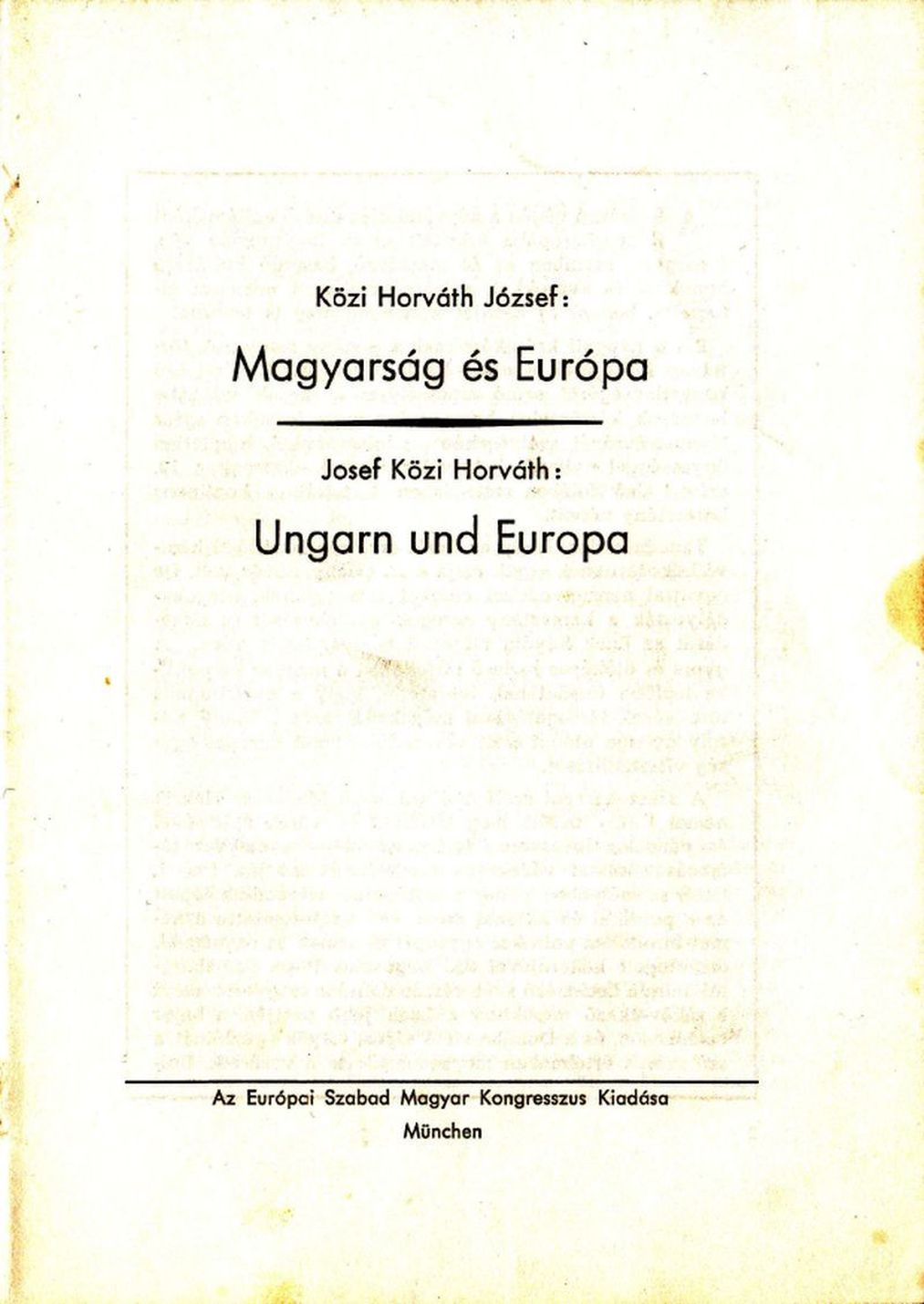 Magyarság és Európa (1973)