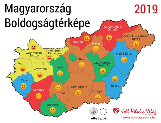 Magyarország boldogságtérképe 2019.
