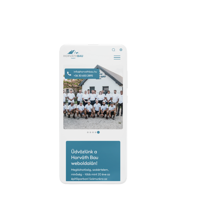 Horváth Bau Project weboldalának mobilos nézete