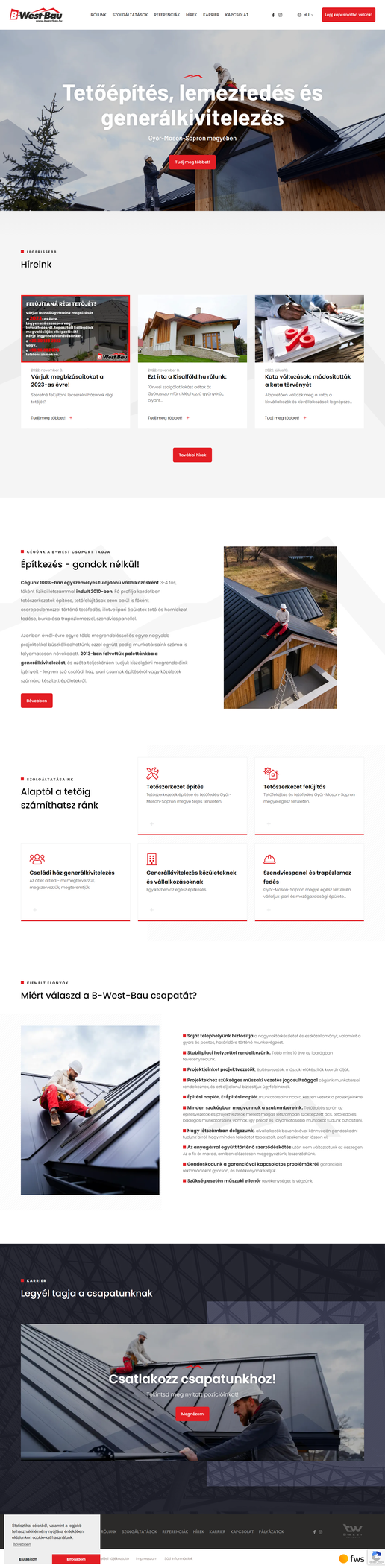 B-West-Bau Kft. oldalról készített képernyőkép