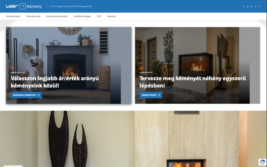 A Leier KéményShop webáruház nyitóoldala