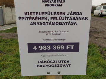 Bágyogszovát,Rákóczi utcai járda felújítása, Magyar Falu Program – Kistelepülések járda építésének, felújításának anyagtámogatása (MFP-BJA/2019)