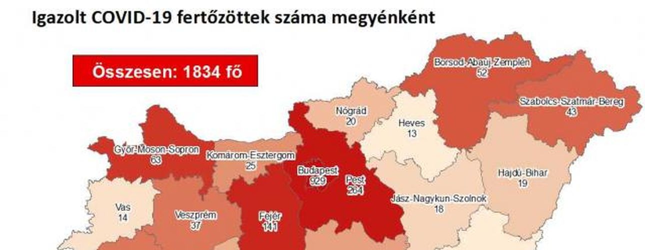 1834 főre nőtt a fertőzöttek száma, és elhunyt 16 beteg