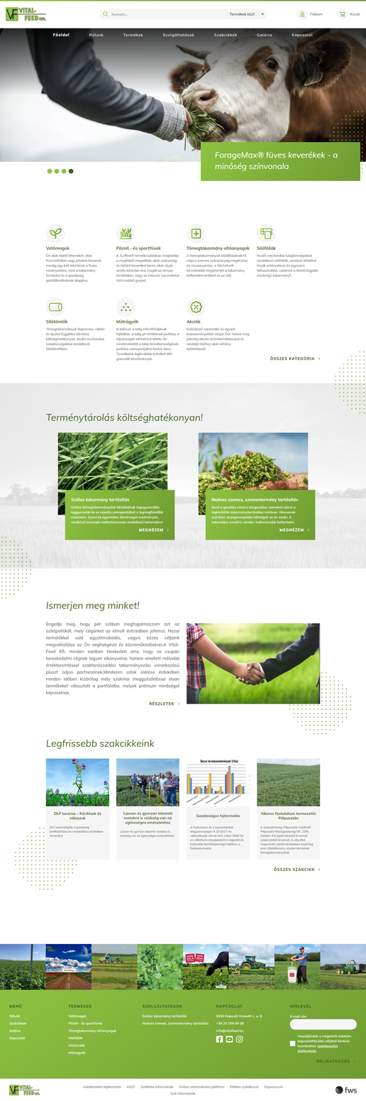Vital-Feed Kft. egyedi webáruház oldalról készített képernyőkép
