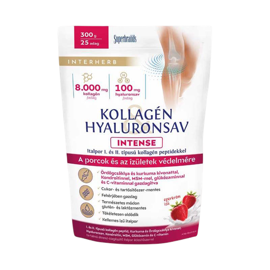 Interherb Intense kollagén hyaluronsav por eper (300g)