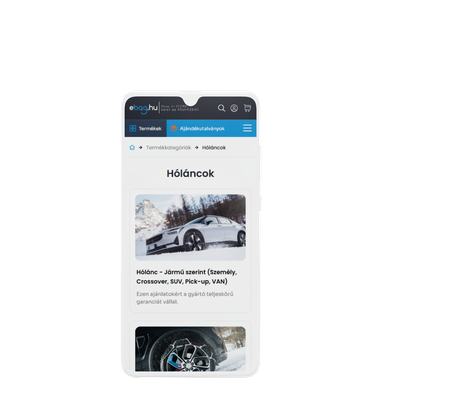 ebag.hu weboldalának mobilos nézete