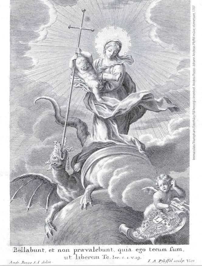 Andrea Pozzo – Johann Andreas Pfeffel: Győztes Immaculata. Rézmetszet.