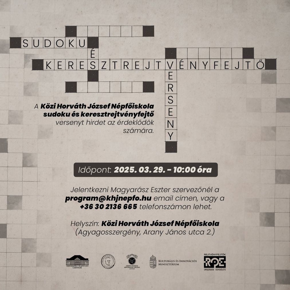 Sudoku és keresztrejtvényfejtő verseny