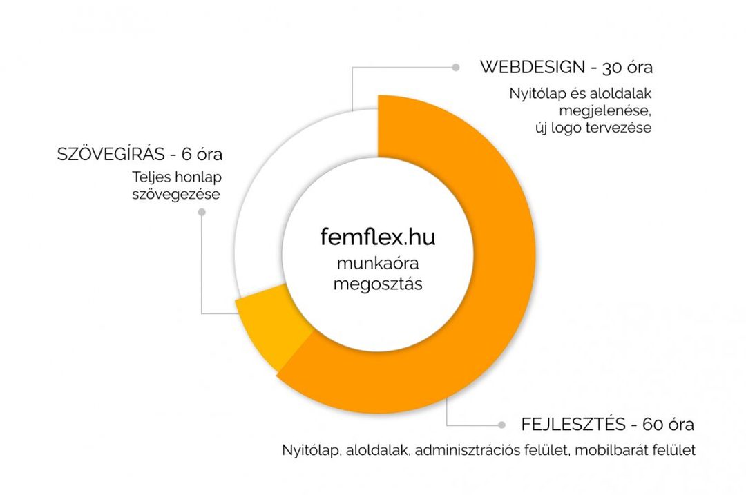 A Fém-Flex egyedi weboldalára fordított munkaórák megoszlása
